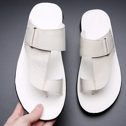 Men's Summer T-Strap Sandals | Breathable Flat Beach Shoes – Footmaxldn