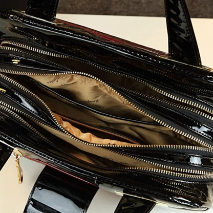 Footmax Crocodile Pattern Boston Bag - Women's Soft Leather Shoulder Handbag 2024