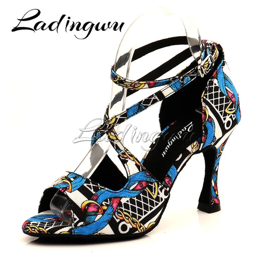 Footmax Women's Latin Dance Shoes - Black Cuban Heel Ballroom Sandals - footmaxldn