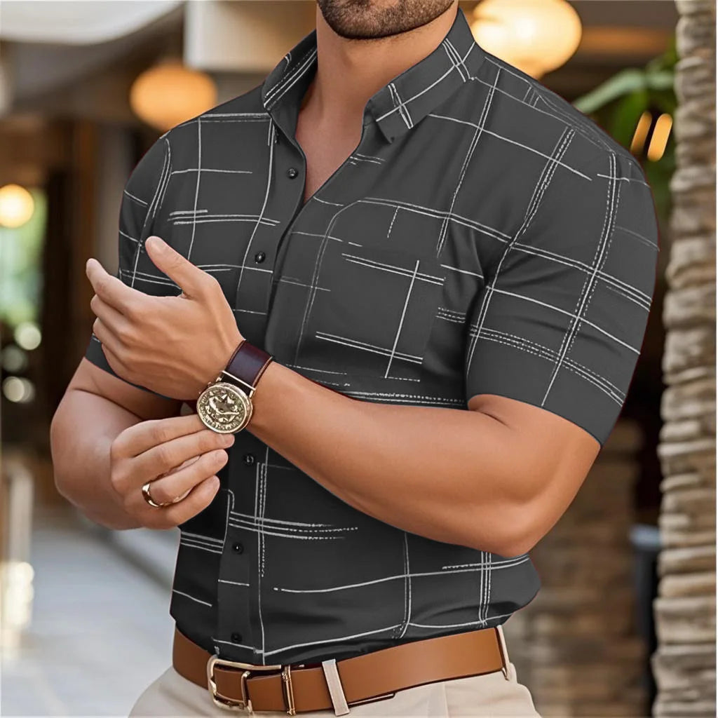 Footmax Men's Business Casual Short Sleeve Shirt - Comfortable Button Up in 16 Colors