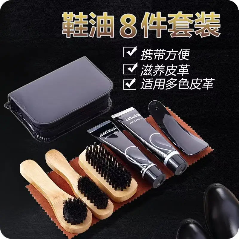 Footmax Professional Shoe Care Kit - Complete Cleaning & Polishing Set with Shoehorn