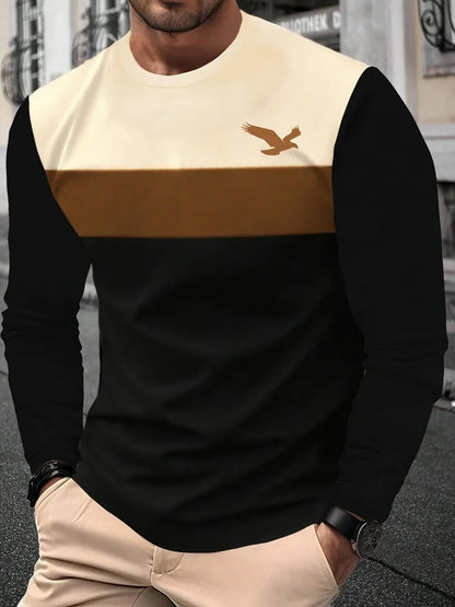 Men's Printed Long-Sleeve Crew Neck Top