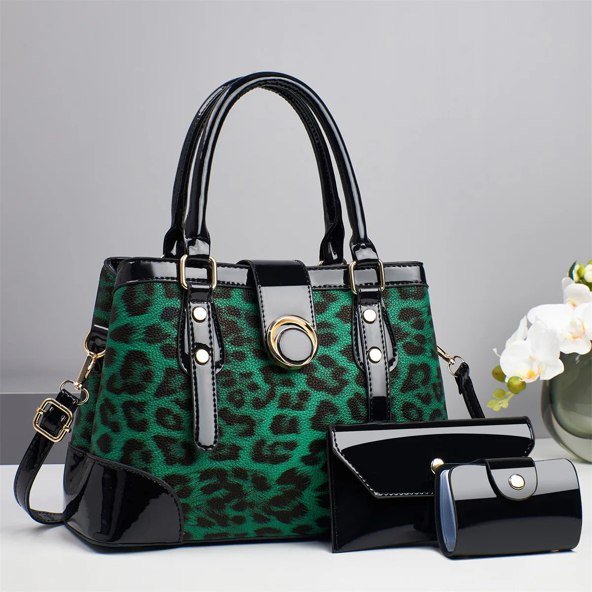 2025 New 3Piece Set Leopard Print Woman Shoulder Bag Large Capacity Handbag for Women Crossbody Bag Ladies Messenger Tote Bag - footmaxldn