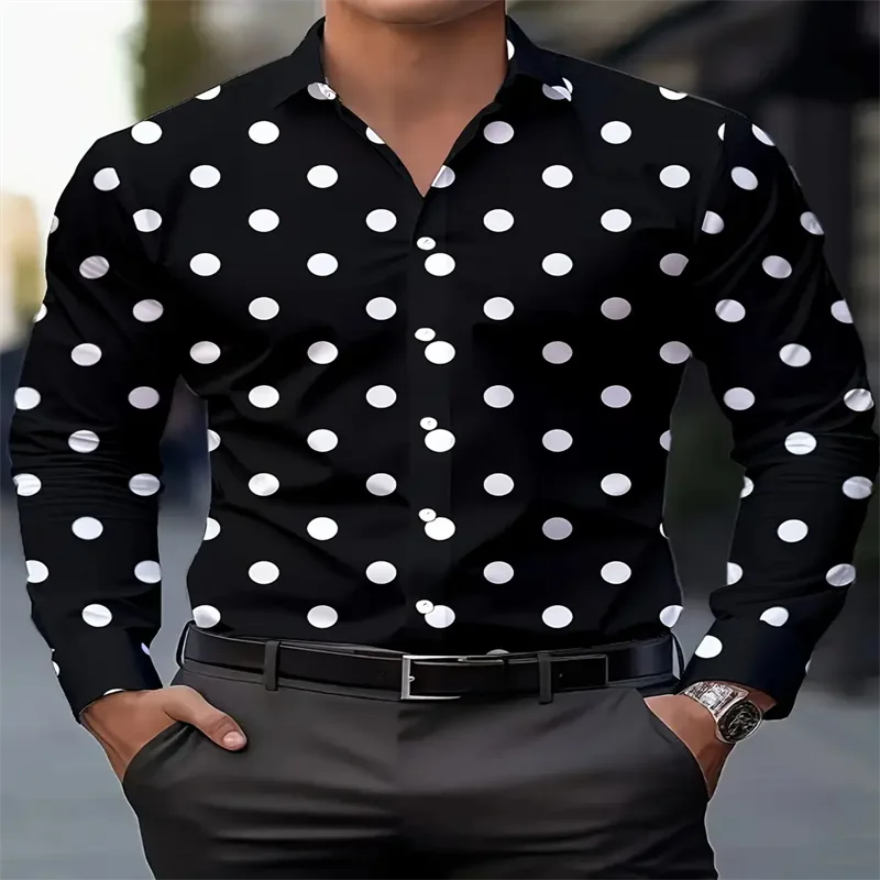 Men’s Polka Dot Long Sleeve Shirt | Footmaxldn