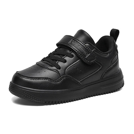 Footmax Kids Black Sports Shoes - Non-Slip Lightweight Tennis Trainers for Boys & Girls - footmaxldn