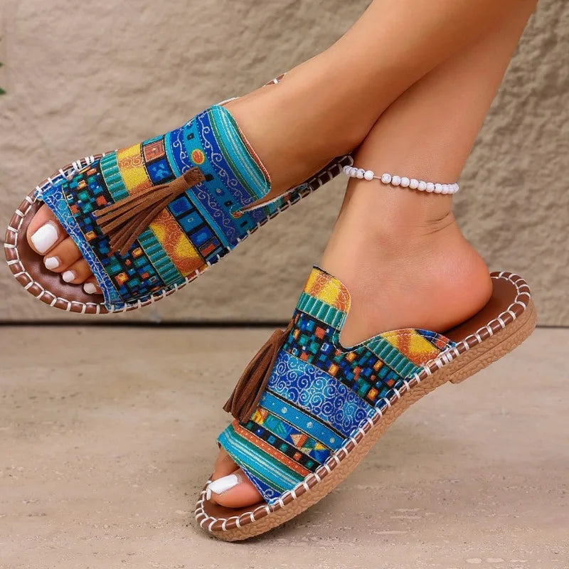 Women Slippers Summer Casual Beach Holiday Slippers New Fashion Fringe Outdoor Flat Shoes Open Toe Sandals for Women - footmaxldn