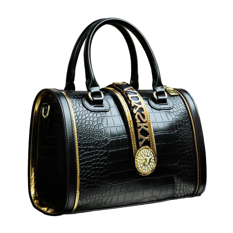Crocodile Embossed Boston Handbag - Classic Retro Crossbody | footmaxldn - footmaxldn