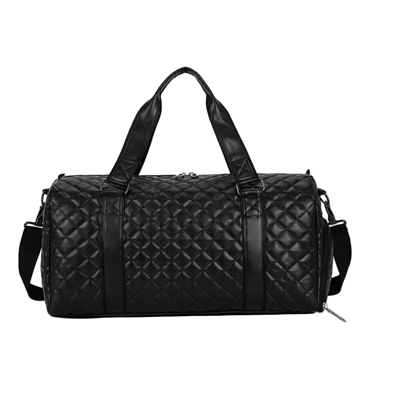 Footmax Women's PU Leather Gym Duffle Bag - Travel Tote with Shoe Compartment 20-35L - footmaxldn
