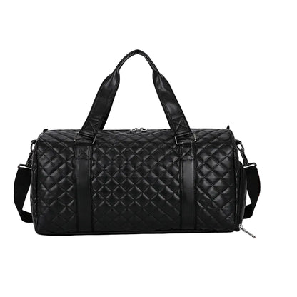 Footmax Women's PU Leather Gym Duffle Bag - Travel Tote with Shoe Compartment 20-35L - footmaxldn