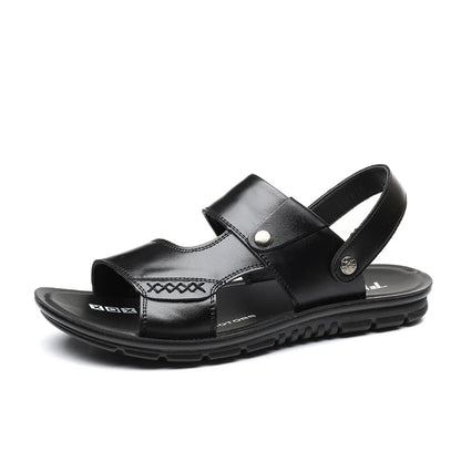 Men's Genuine Leather Sandals – Open Toe Slip-On | Footmaxldn