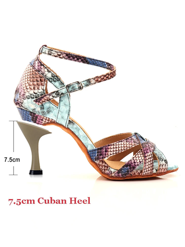 Women's Snake-Print Latin Dance Shoes | Footmaxldn