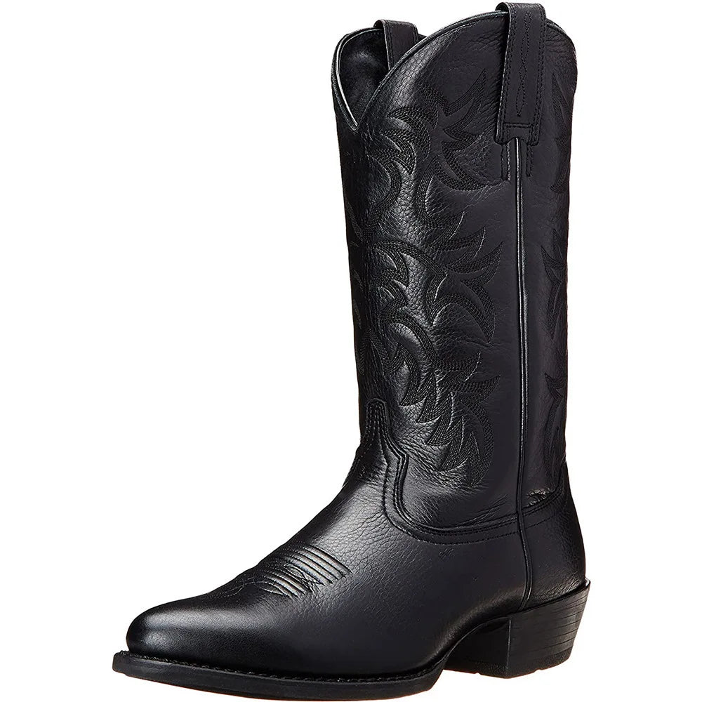 Footmaxldn Men's Pointed-Toe Western Boots