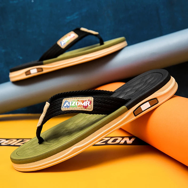 The 2025 new flip-flops for men are suitable for summer outdoor wear. They are anti-slip beach soft-soled flip-flops for men, wh - footmaxldn