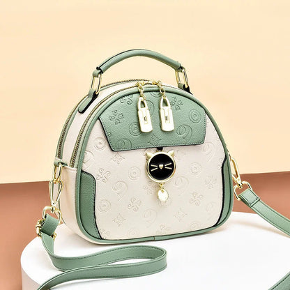 Footmax Japanese Cat Round Crossbody Bag - Women's Fashion Shoulder Bag