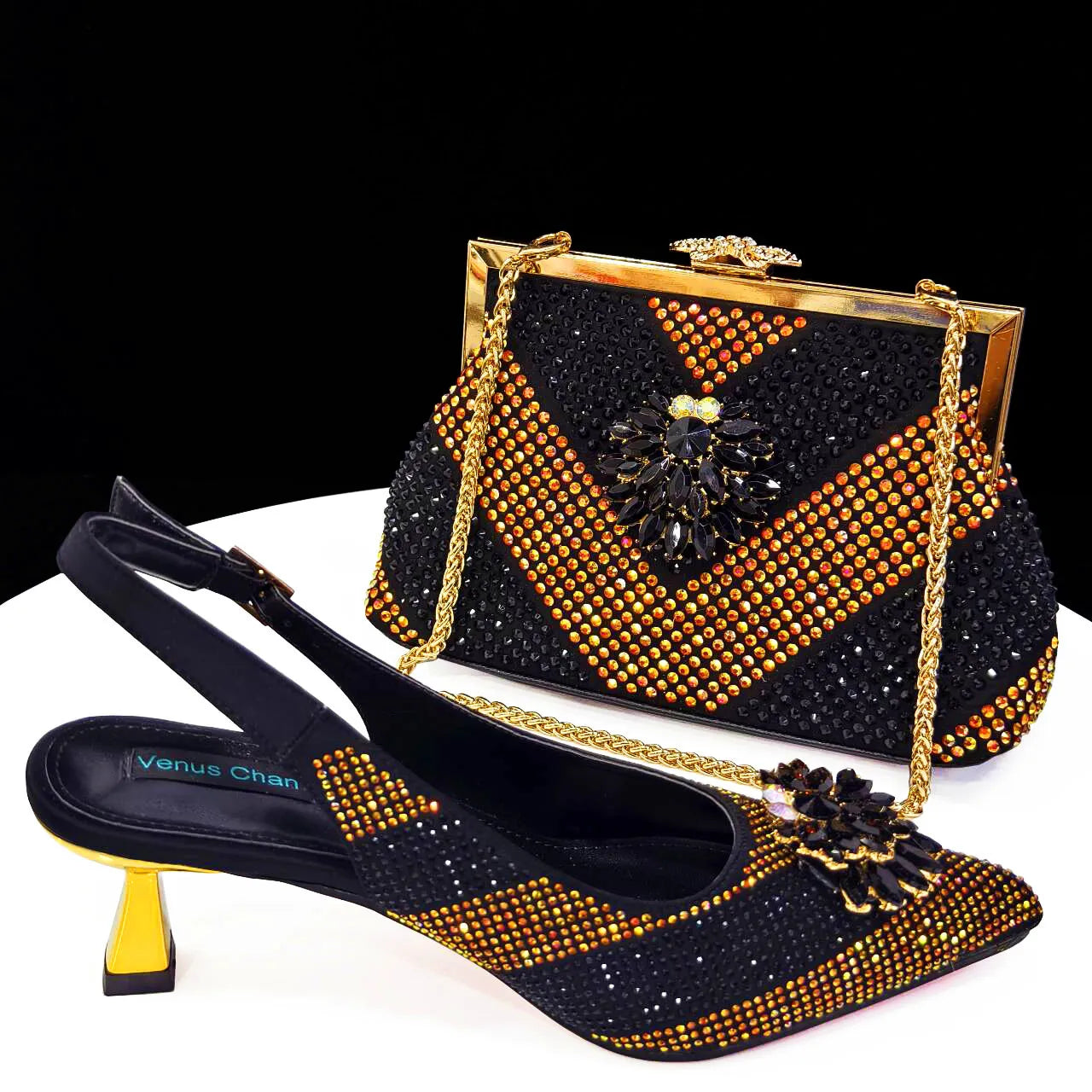 Footmax Women's Rhinestone High Heel Shoe & Bag Set - Italian Designer Pointed Toe Pumps 2025 - footmaxldn