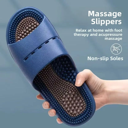 Men's Massage Slippers Anti-Slip Indoor Home Batoom Bathing Sandals Simple Sle PVC Material Comfortable Summer Slippers - footmaxldn