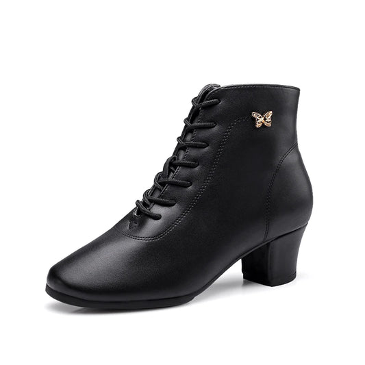 Footmax Women's White Dance Sneakers - 5cm Heel Ankle Boots for Jazz & Modern Dancing - footmaxldn