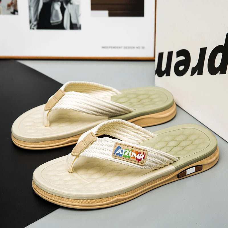 The 2025 new flip-flops for men are suitable for summer outdoor wear. They are anti-slip beach soft-soled flip-flops for men, wh - footmaxldn