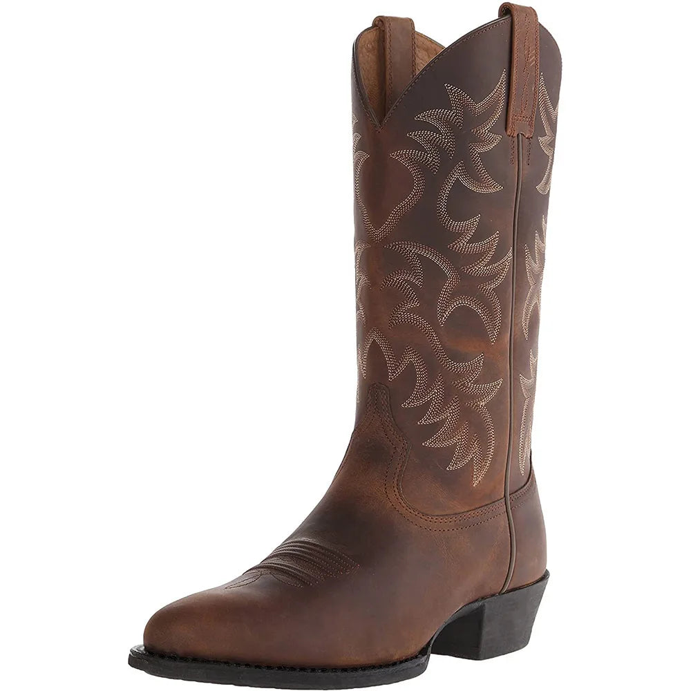 Footmaxldn Men's Pointed-Toe Western Boots
