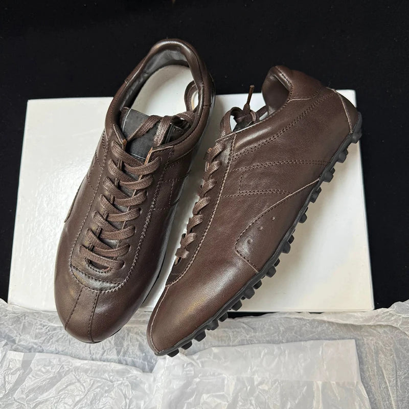 Footmaxldn Genuine Leather Lace-Up Casual Shoes