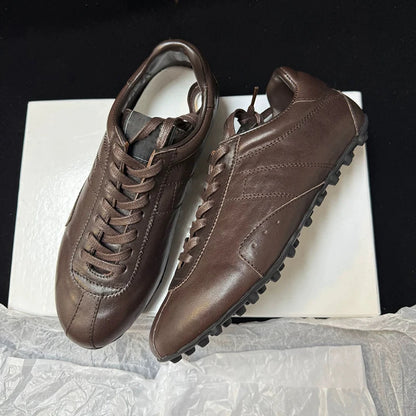 Footmaxldn Genuine Leather Lace-Up Casual Shoes