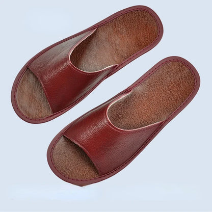 Genuine Leather Slide Sandals – Soft Insole, Non-Slip Sole | Footmaxldn