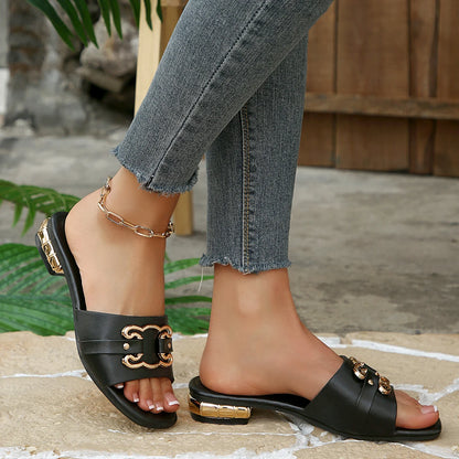 Footmaxldn Women's Platform Wedge Sandals with Metal Rivet Detail