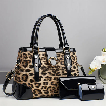 2025 New 3Piece Set Leopard Print Woman Shoulder Bag Large Capacity Handbag for Women Crossbody Bag Ladies Messenger Tote Bag - footmaxldn