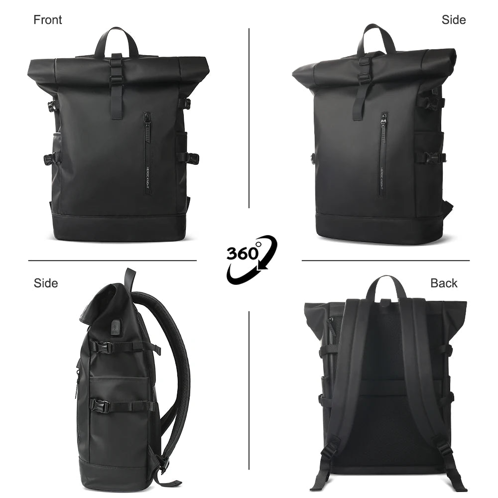 HK Expandable Travel Backpack Men Large Capacity Waterproof 15.6” Laptop Bag Hiking Rucksack Cycling Daypack Bag with USB Port - footmaxldn