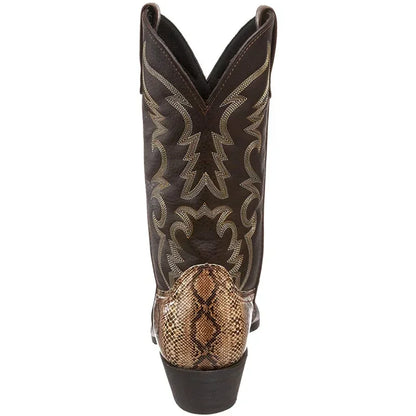 Metallic Snakeskin-Effect Embroidered Cowboy Boots