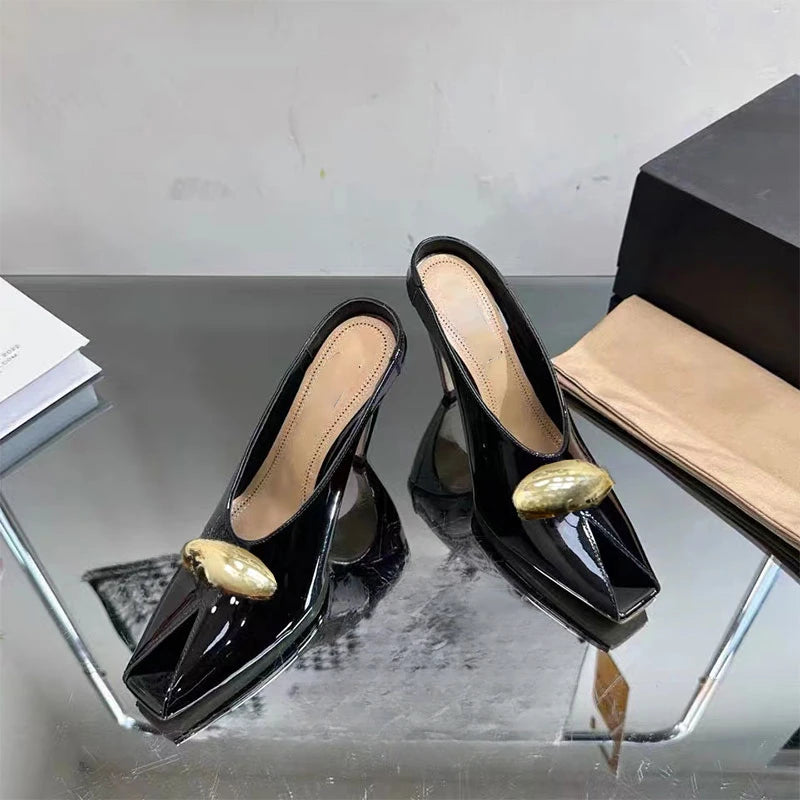 Show Style 10.5c High Heel Fish Mouth Sandals Spring Summer Black White Fashion Sexy Professional Commuter Women Shoes  Size 43 - footmaxldn