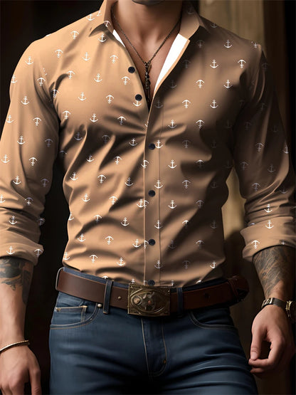 Men’s Striped V-Neck Button-Front Shirt