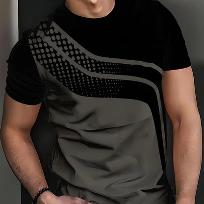 Footmax Men's Breathable Striped T-Shirt - Digital Print Short Sleeve Tee - footmaxldn