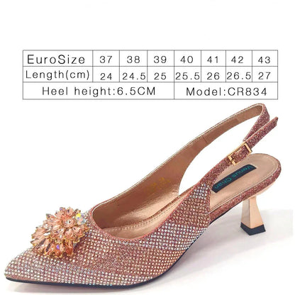 Footmax Women's Rhinestone High Heel Shoe & Bag Set - Italian Designer Pointed Toe Pumps 2025 - footmaxldn