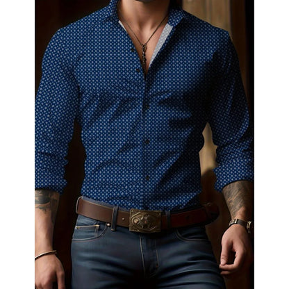 Men’s Striped V-Neck Button-Front Shirt