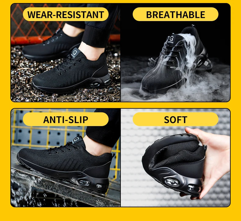 New Styles Men Safety Boots With Steel Toe Cap Anti-smash Work Sneakers Safety Shoes Men IndestructibleWork Boots Tactical Boots - footmaxldn