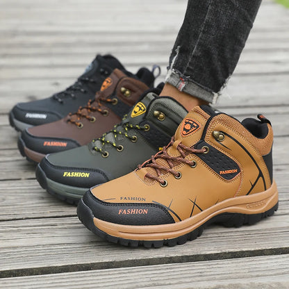 Footmax Retro Men's Hiking Boots Size 39-46 - Waterproof Anti-Slip Work Shoes