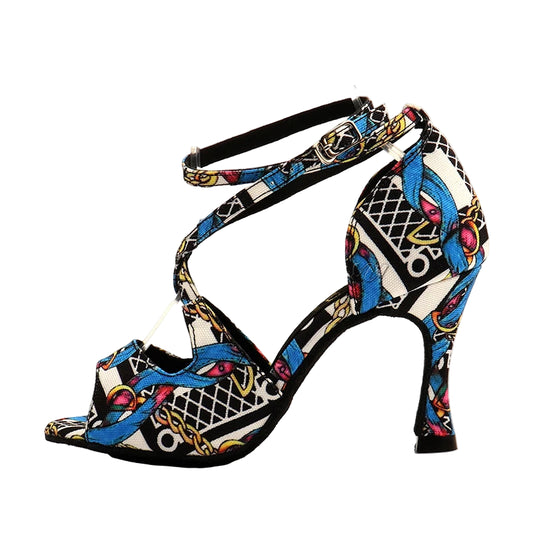 Footmax Women's Latin Dance Shoes - Black Cuban Heel Ballroom Sandals - footmaxldn