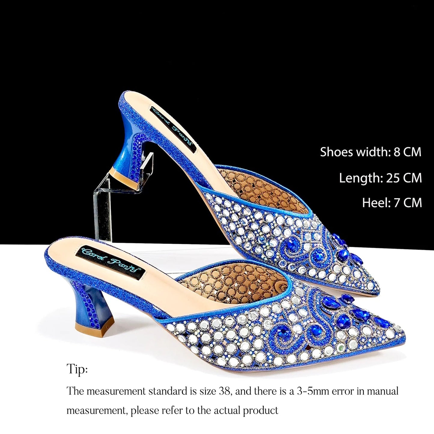 Footmax Blue Rhinestone Ladies Shoes with Matching Mini Bag - Luxury Designer Set - footmaxldn