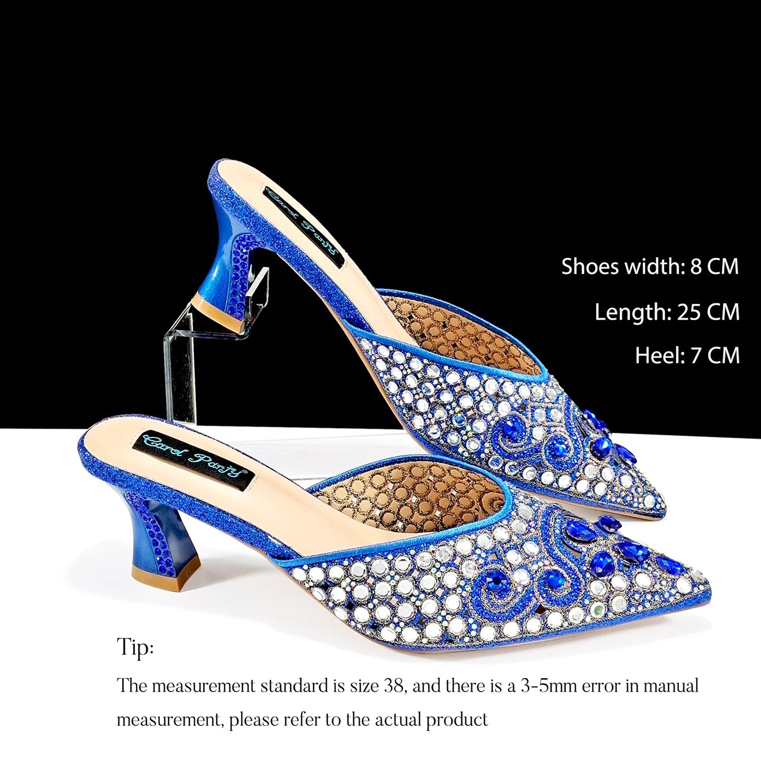 Footmax Blue Rhinestone Ladies Shoes with Matching Mini Bag - Luxury Designer Set - footmaxldn