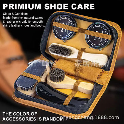 Footmax Leather Shoe Polish Set - Portable Cleaning Kit for Boots & Sneakers