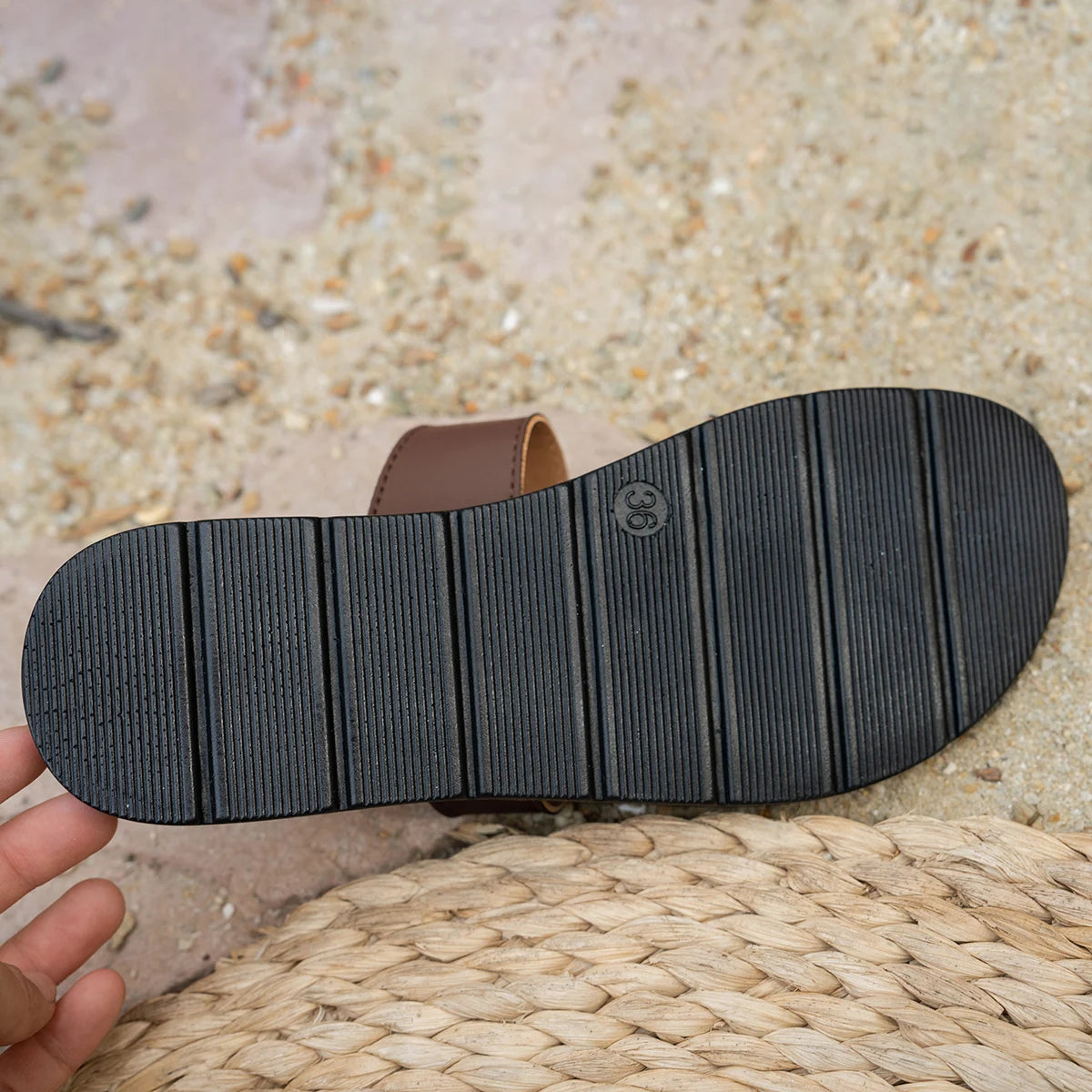 Women's Fashion Sandals with Elegant Star Detail Comfortable Slip-On Flat Bottom Shoes Gold Decorative Buckle Stylish Footbed - footmaxldn