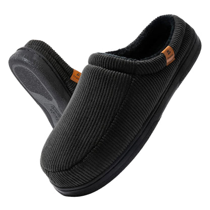 Pmoiste Stripe Corduroy House Shoes Men Warm Soft TPR Cushion Memory Foam Home Slippers Slip On Winter Indoor High-quality - footmaxldn