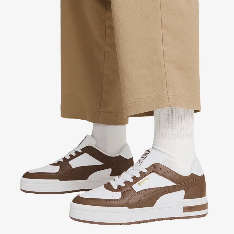 Puma CA Pro Classic Unisex Low-Top Leather Skate Shoes – Brown & White | footmaxldn - footmaxldn
