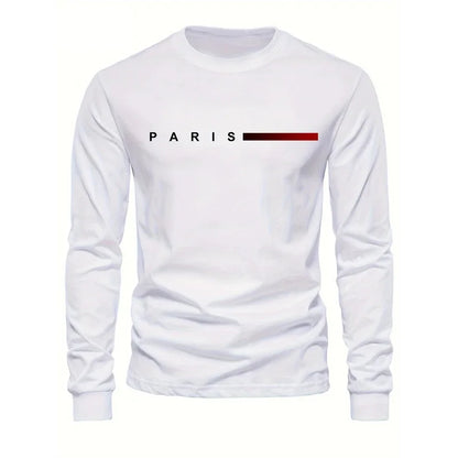Men's Printed Long Sleeve T-Shirt – Relaxed Fit Crew Neck Top