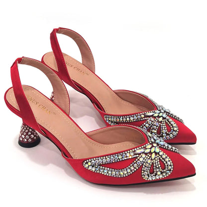 Footmax Yellow Bowknot Pointed Toe High Heel Sandals & Bag Set - Women's Elegant Shoes - footmaxldn