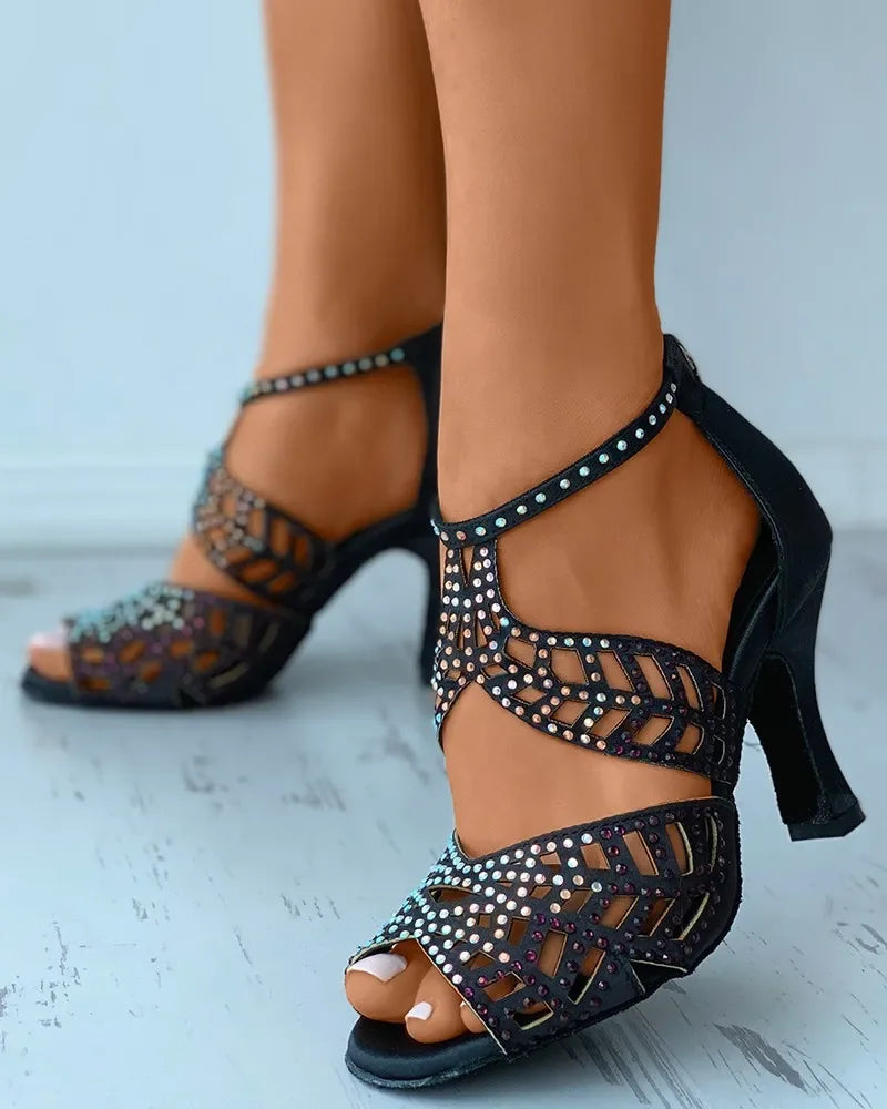 Fashion Shoes of Women Fashion Stiletto Rhinestone Hollow Fish Closed Toe Sexy Dance Shoes Plus Size Ladies Sandals 2023 - footmaxldn