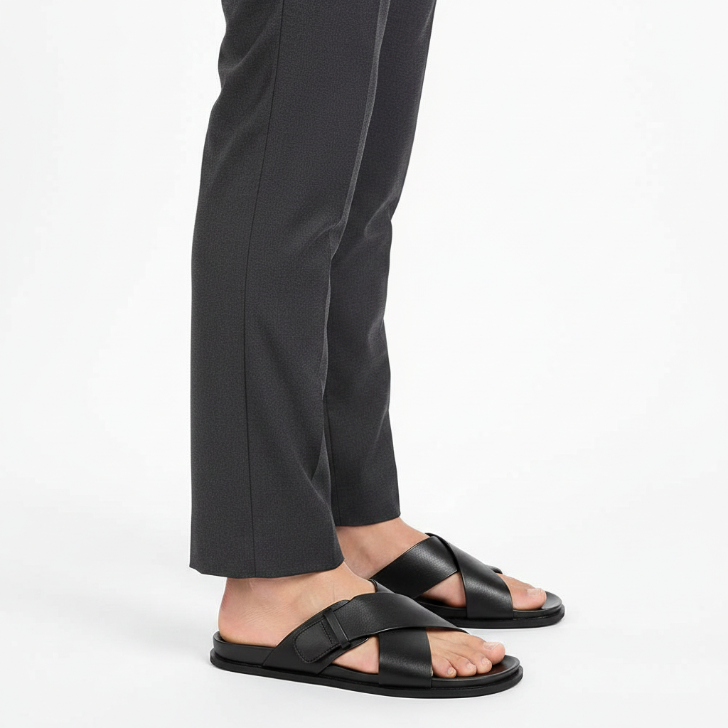 Men's Genuine Leather Sandals | Handcrafted Cow Leather Slides | footmaxldn