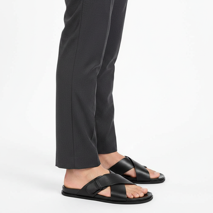 Men's Genuine Leather Sandals | Handcrafted Cow Leather Slides | footmaxldn