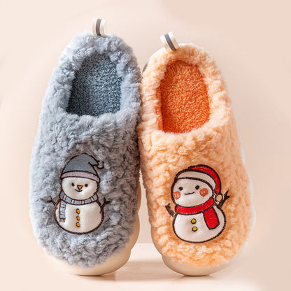 Mens Slippers Winter Indoor Warm Plush Thick-Soled Anti-slip - FOOTMAX